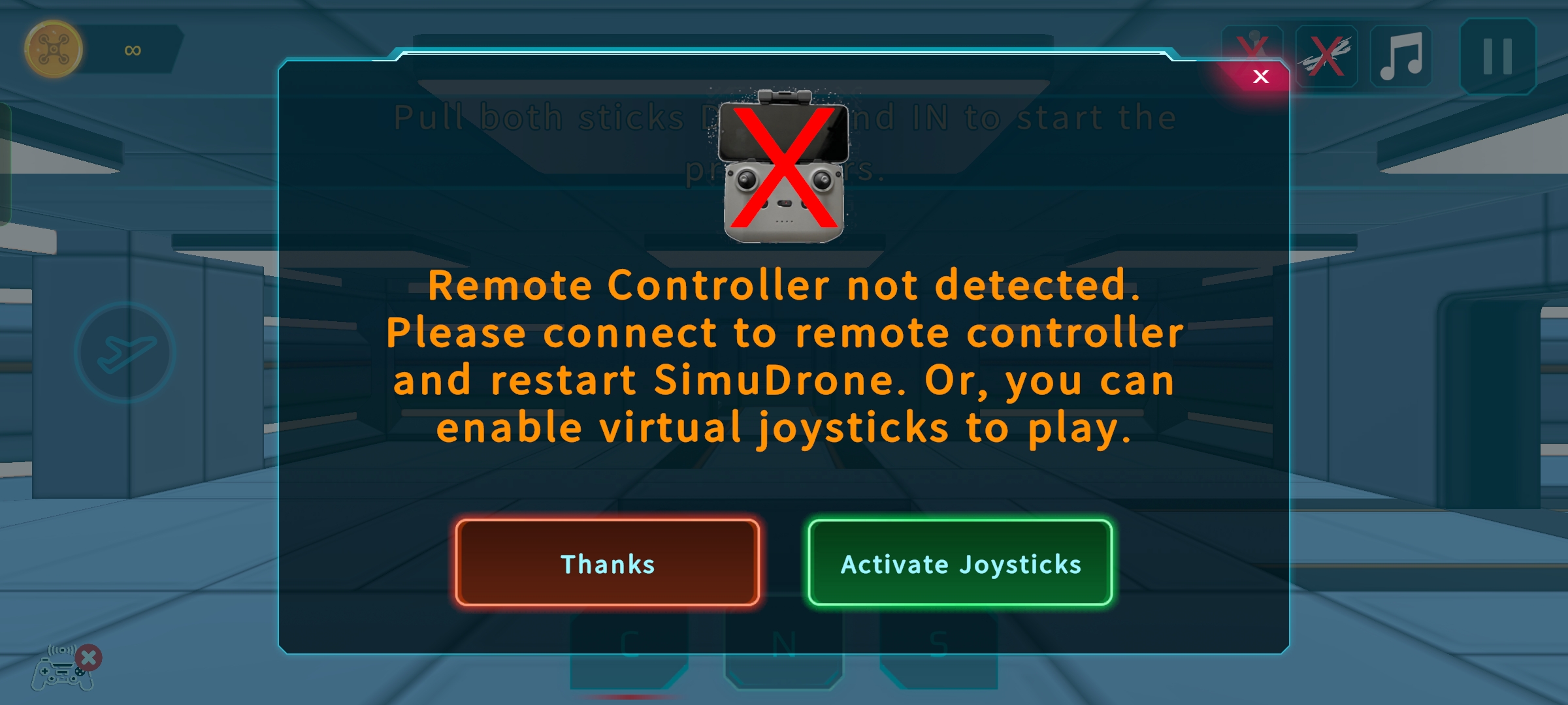 SimuDrone Error - Remote Controller Not Detected