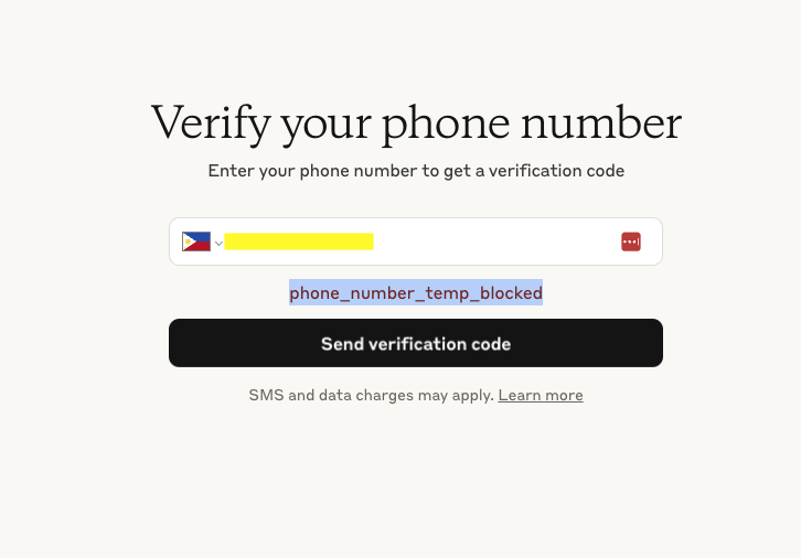 Claude AI phone verification error